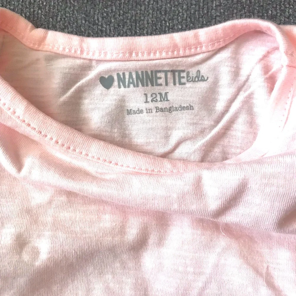 Nannette Kids Olive Shortalls and Pink Tee 12 months